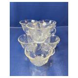 (6)Vintage Floral Embossed Glass Teacups Set