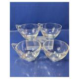 (4)Vintage Mid-Century Clear Glass Teacups Set