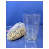 (2) Glass Cylinder Vase & Pebble Fill Set