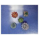 Set of 5 Rhinestone Snap Jewelry Charms