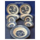 Currier & Ives Blue Transferware Bowls Collection