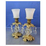 (2)Vintage Gilt Metal Crystal Girandoles Duo