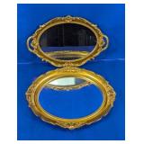 (2) Ornate Gold-Tone Oval Wall Mirrors