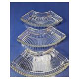 (3)Vintage Crescent Glass Salad Plate Set