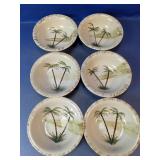 (6)Ceramic Palm Tree Pasta/Soup Bowls Set
