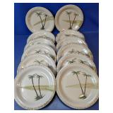 (12)Tropical Palm Tree Dinner Plates Set