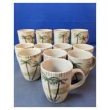 (12)Mulberry Palm Tree Ceramic Mug Set