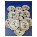 (12)Palm Tree Ceramic Salad Plates Set