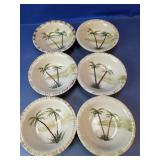 (6)Hand-Painted Palm Tree Ceramic Bowls Set