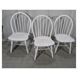 (3)White Hoop-Back Windsor Chairs Trio