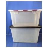 (2) Clear Plastic Storage Totes with Lids