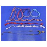 Woven Friendship Bracelets & Beaded Necklace Lot