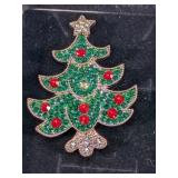 Mamfous Rhinestone Christmas Tree Brooch