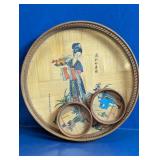 Bamboo Decorated Round Trays