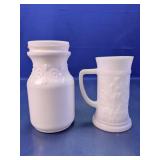 (2)Vintage Milk Glass Jar & Tavern Stein Set