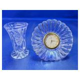 (2)Marquis Crystal Desk Clock & Mini Bud Vase