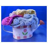 Crocheted Cloths in Decorative Watering Can