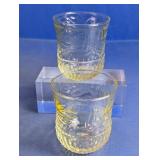 (2) Yellow Textured Glass Tumblers