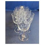 (10) Etched Crystal Wine Glasses