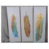 Feather Canvas Wall Art In Soft Metallic Tones