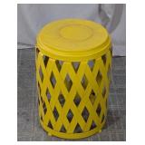 Yellow Metal Lattice Accent Stool Table