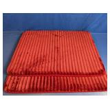 (2) Red Ribbed Bathroom Mats