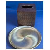 (2) Metal Decor Tissue Box & Tray Set
