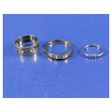 Three Assorted Silver-Toned Fashion Rings