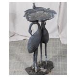 Bird Figure Garden Pedestal With Leaf Dish