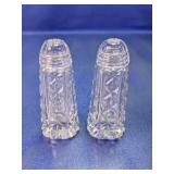 (2)Vintage Cut Glass Salt & Pepper Shakers Duo
