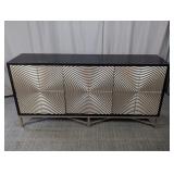 Modern Black Credenza With Metal Panel Doors