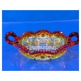 Amberina Glass Two-Handled Bonbon Dish