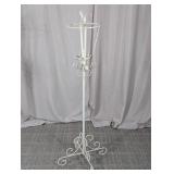 White Metal Plant Stand With Scrollwork Design
