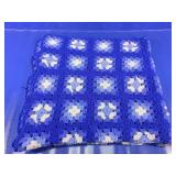 Blue and White Crochet Granny Square Afghan