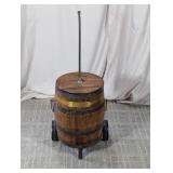 Wooden Barrel Cart with Hand Crank