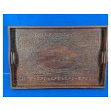 Carved Wooden Serving Tray With Side Handles
