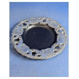 Ornate Pierced Metal Dish with Black Center