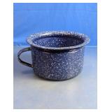 Blue Speckled Enamelware Handled Pot