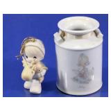 Enesco Baby Figurine With Ceramic Jar