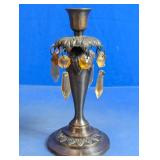 Vintage Indian Brass Candlestick with Prisms