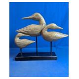 Gold-Toned Trio of Waterfowl Sculptures