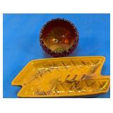 Vintage Glass Ashtray and Bowl Set