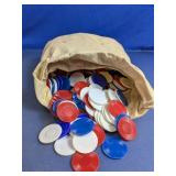 Plastic Chips in Fabric Bag