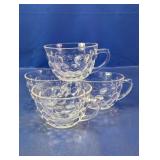 (4) Clear Bubble Glass Teacups