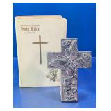 (2)Memorial Bible & Handcrafted Metal Cross