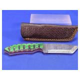 Artisan Damascus Tanto Knife w/Leather Sheath