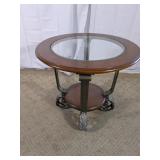 (1) Round Glass Top Accent Table