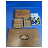 Wooden Game Boards & Playing Pieces Lot