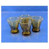 Floral Tinted Glass Cups Set