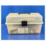 Plastic Craft Storage Case w Assorted Supplies